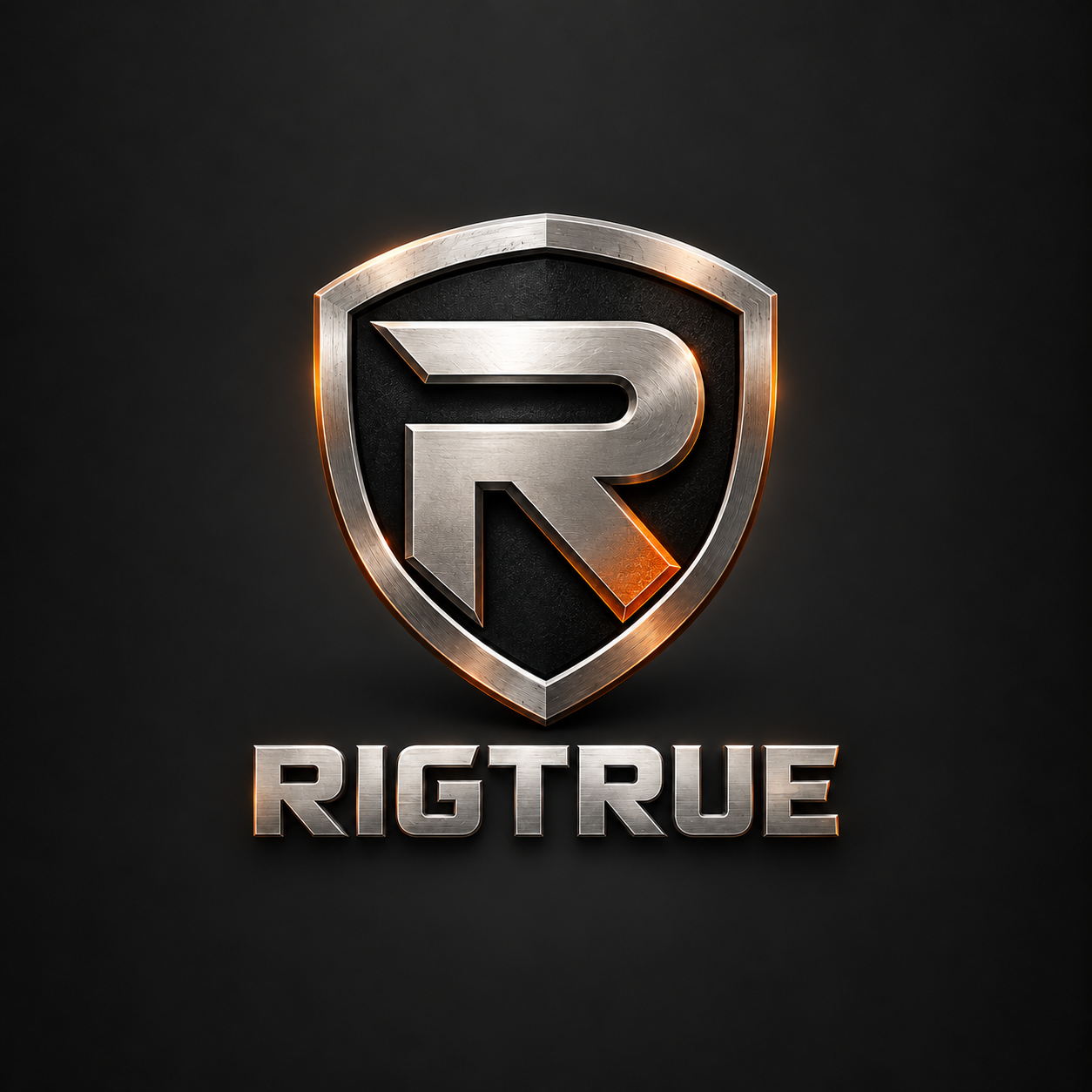 RigTrue shield and metallic wordmark